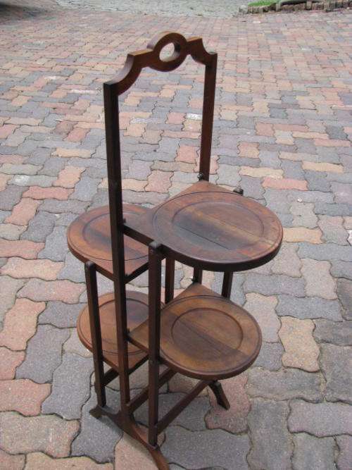 A VERY UNUSUAL ANTIQUE DOUBLE SIDED FOLDUP CAKE STAND..4 CAKES