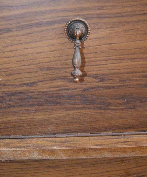 Vintage Veneer Mixed Wood Small Low TV Cabinet