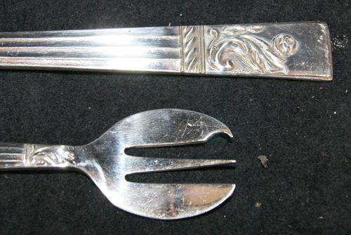 Vintage Silver Plate Set of 6 Cake Forks and Pickle and Olive Fork