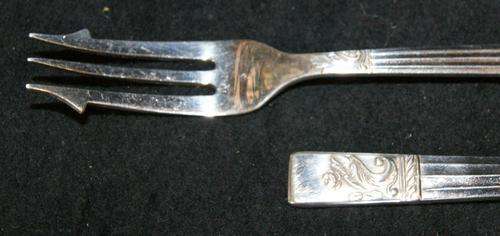 Vintage Silver Plate Set of 6 Cake Forks and Pickle and Olive Fork