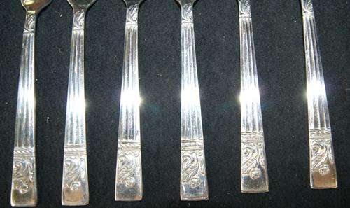 Vintage Silver Plate Set of 6 Cake Forks and Pickle and Olive Fork