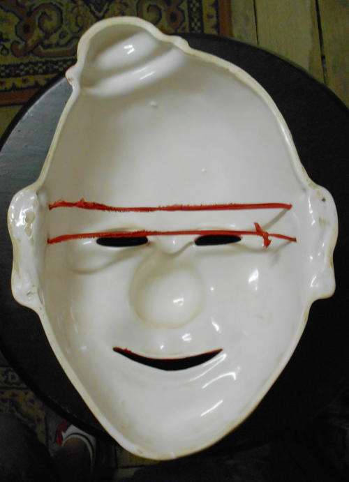 Vintage 70's Ceramic Pottery Glazed Large Clown Face Wall Hanging Mask