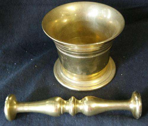 Vintage Solid Brass Pestle and Mortar
