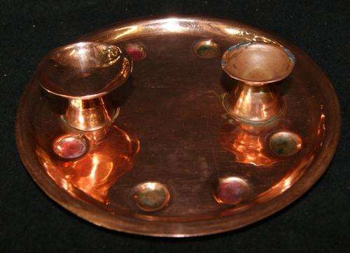 Vintage Beaten Copper Double Candle Stick Holder