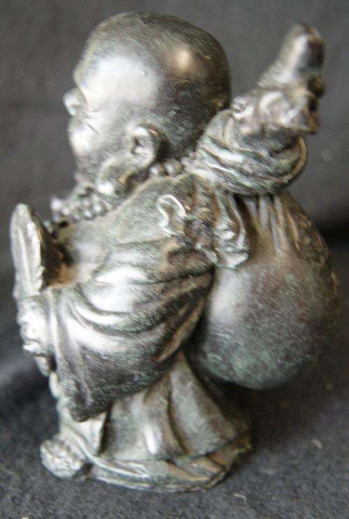 Vintage Oriental Slate Grey Resin Happy Laughing Buddha Statue