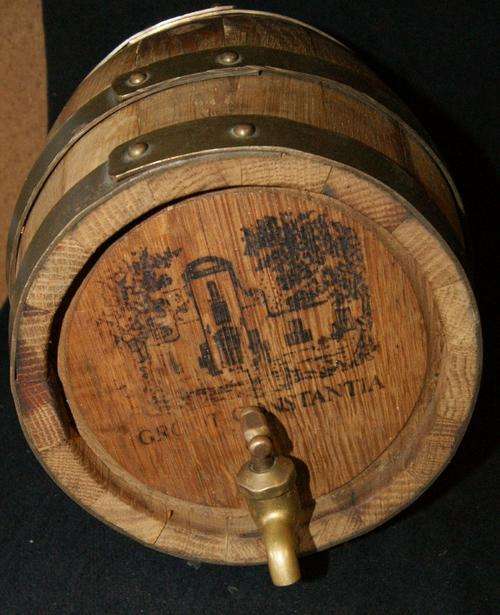 Vintage Groot Constantia Solid Wood and Brass Banded Wine Cask