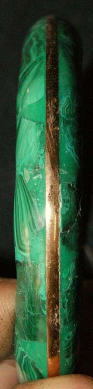 Vintage Malachite Stone and Brass Bangle Bracelet