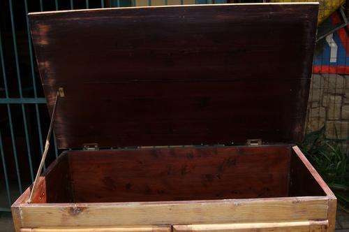 Vintage Solid Pine Wood Double Door Cabinet with Lid