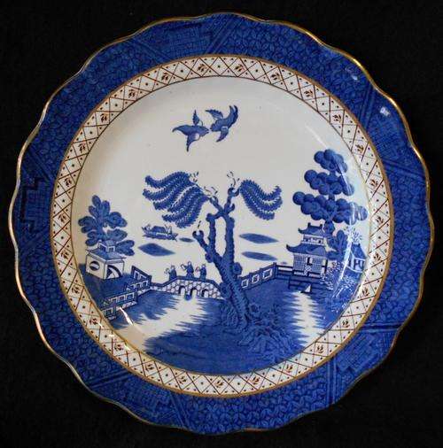Vintage Booths Real Old Willow A8025 Blue with Gold Gilt Rim Hanging Plate