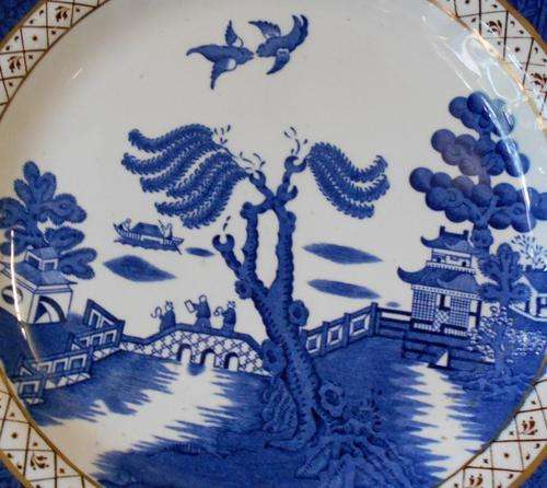 Vintage Booths Real Old Willow A8025 Blue with Gold Gilt Rim Hanging Plate