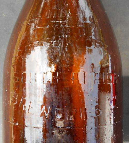 Vintage South African Breweries Large Brown Beer Glass Bottle