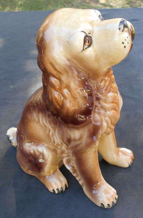 Vintage Large Porcelain Brown Spaniel Dog Figurine