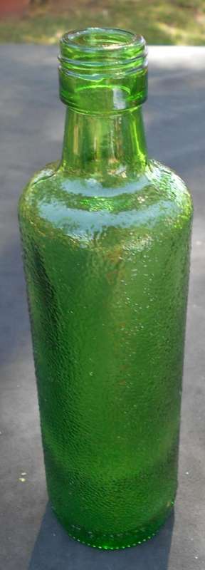 Vintage Dark Green Dimpled Tall Glass Bottle