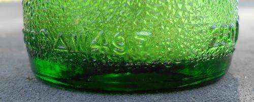 Vintage Dark Green Dimpled Tall Glass Bottle