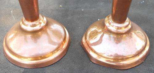 Vintage Pair of Tall Fluted Copper Vases