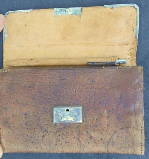 1910 Victorian London Hallmarked Sterling Silver Edged Leather Ladies Accordian Wallet