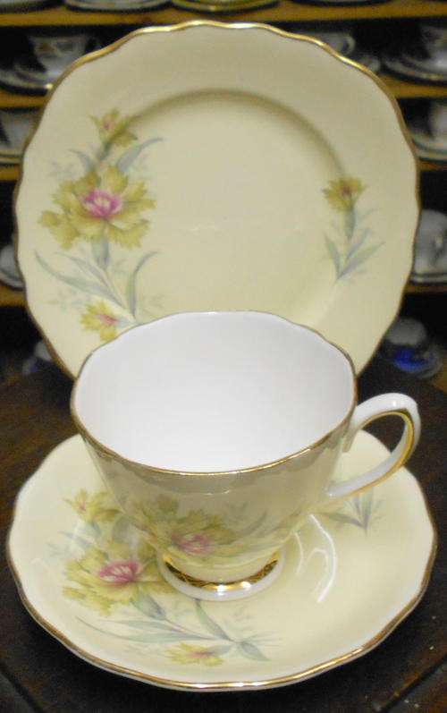 Vintage Colclough 8100 Carnation Teacup Saucer Side Plate Trio