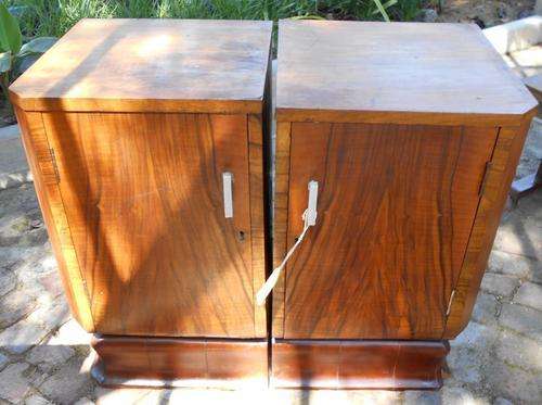 Vintage Art Deco Flame Mahogany Pair of Pedestals