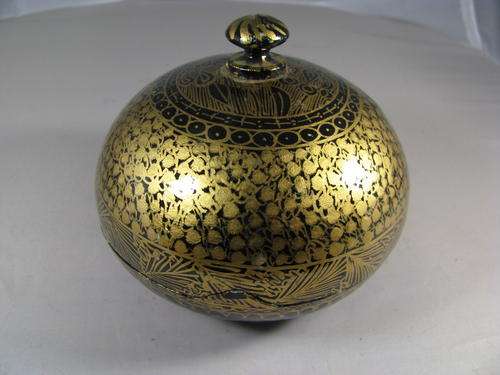 OLD HAND PAINTED WOODEN TRINKET BOX