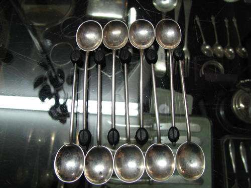 %&* HALLMARKED ....9 X SILVER COFFEE BEAN SPOONS %&*