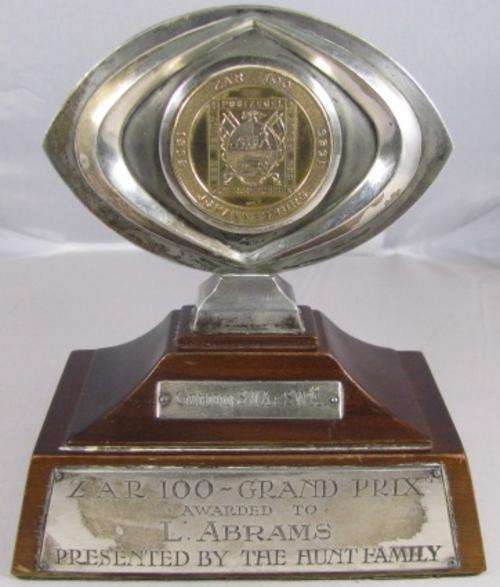 WOW A MUST SEE!!!! *+*+*+*ZAR 100 GRAND PRIX TROPHY WITH INSET GOLD MEDALLION+*+*+@@@ CRAZY R1 START
