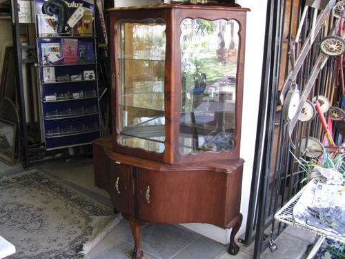 A REALLY LOVELY , FUNCTIONAL BALL & CLAW LINEN FOLD DISPLAY CABINET WITH STORAGE UNDERNEATH...