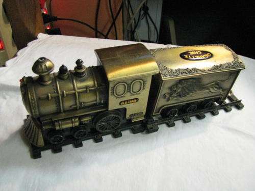 A LOVELY METAL TRAIN & CARRIAGE ON TRACKS...one is a lighter, the other a cigarette case