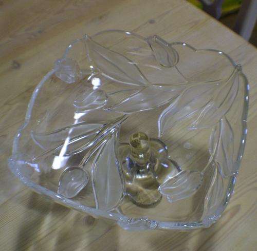 OLD CRYSTAL SNACK/CAKE DISH BEAUTIFUL DETAIL @@@CRAAAAZZZY R1 START