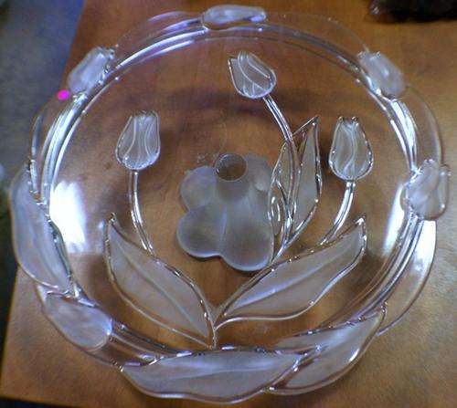 LARGE OLD CRYSTAL CAKE STAND BEAUTIFUL DETAIL @@@CRAAAAZZZY R1 START