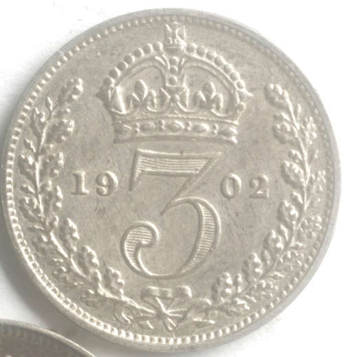 Edward VII 1902 Set.Silver. 2 pence, 3 pence and 4 pence