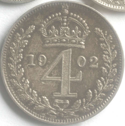 Edward VII 1902 Set.Silver. 2 pence, 3 pence and 4 pence