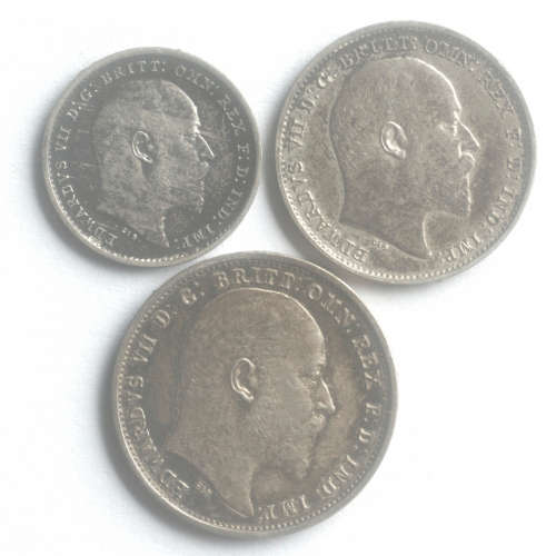 Edward VII 1902 Set.Silver. 2 pence, 3 pence and 4 pence