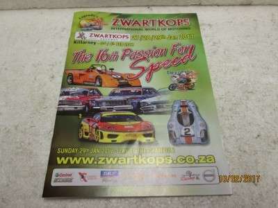 REDUCED TO CLEAR : SWARTKOPS RACEWAY PROGRAMME JANUARY 2017- LOT 584L