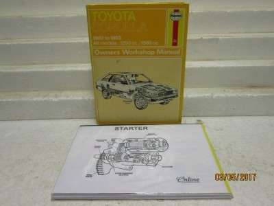 HARDCOVER BOOK: HAYNES MANUAL TOYOTA COROLLA 1980 to 83 (Reduced to clear) - LOT 156M