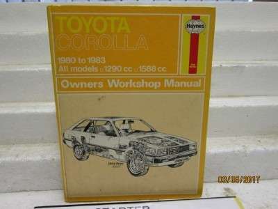 HARDCOVER BOOK: HAYNES MANUAL TOYOTA COROLLA 1980 to 83 (Reduced to clear) - LOT 156M