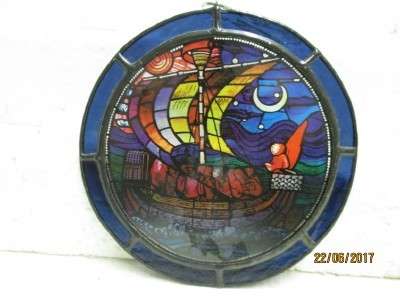 ROUND STAINED GLASS OF APOSTLES IN BOAT  - LOT 876M