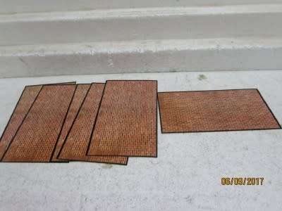 HO/OO SCALE : x6 BROWN BRICK HARD CARDBOARD SHEETS - LOT 357P