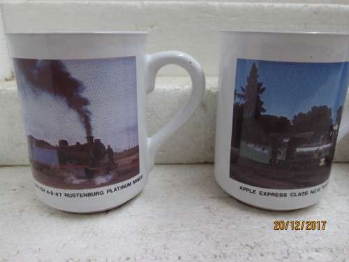 SAR COFFEE CUPS x6 (ALL WITH STEAM LOCO PICTURES) - LOT 442Q