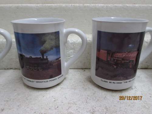 SAR COFFEE CUPS x6 (ALL WITH STEAM LOCO PICTURES) - LOT 442Q