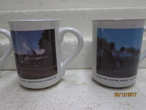 SAR COFFEE CUPS x6 (ALL WITH STEAM LOCO PICTURES) - LOT 442Q