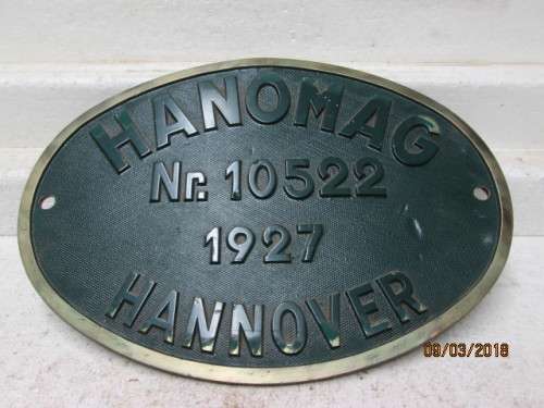 SOUTH AFRICAN RAILWAY STEAM LOCO BRASS MAKERS PLATE 1927 - LOT 713R