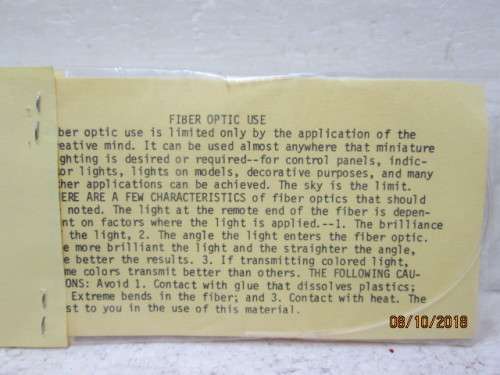 HO SCALE HOBBY PRODUCTS - FIBRE OPTIC TUBING  - LOT 453U