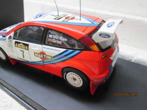 REDUCED TO CLEAR - 1:18 SCALE AUTOART FORD FOCUS WRC (McRAE 1999 SAFARI RALLY) BOXED - LOT 595W
