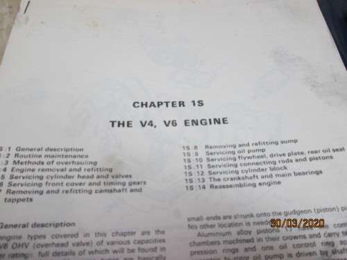 FORD 1100 1300 V4 AND V6 ENGINE MANUALS - LOT 680z