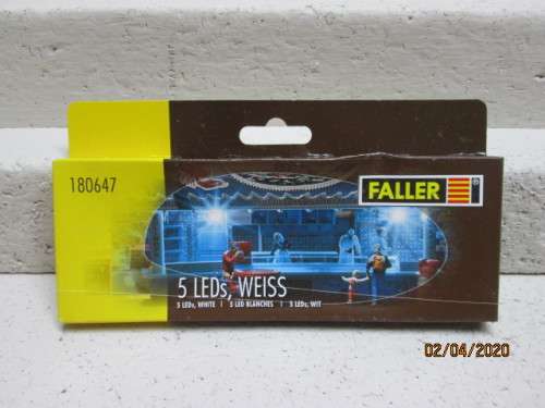 HO SCALE : FALLER 5 LED'S - WHITE (BOXED) - LOT 5AA