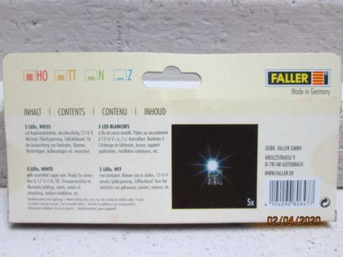 HO SCALE : FALLER 5 LED'S - WHITE (BOXED) - LOT 5AA
