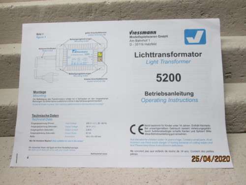 VIESSMANN TRANSFORMER (BOXED) - LOT 494AA