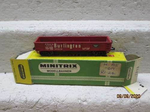 N SCALE: MINITRIX : BURLINGTON GONDOLA - BOXED