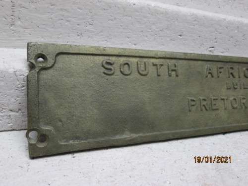 SOUTH AFRICAN RAILWAY - COACH PLATE - 1919 - BUILT IN PRETORIA