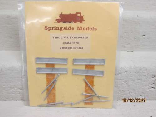 OO SCALE : SPRINGSIDE MODELS : GWR WHITE METAL NAME BOARDS - X4 - BOXED